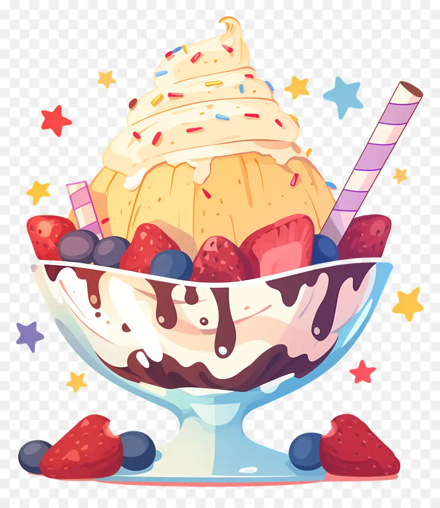 Día Nacional Del Helado，Helado Con Frutas PNG