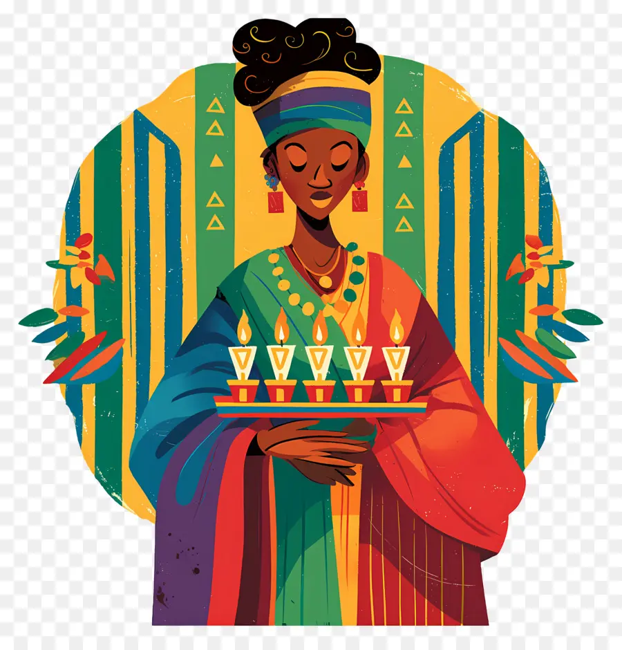 Feliz Kwanzaa，Mujer Con Velas PNG