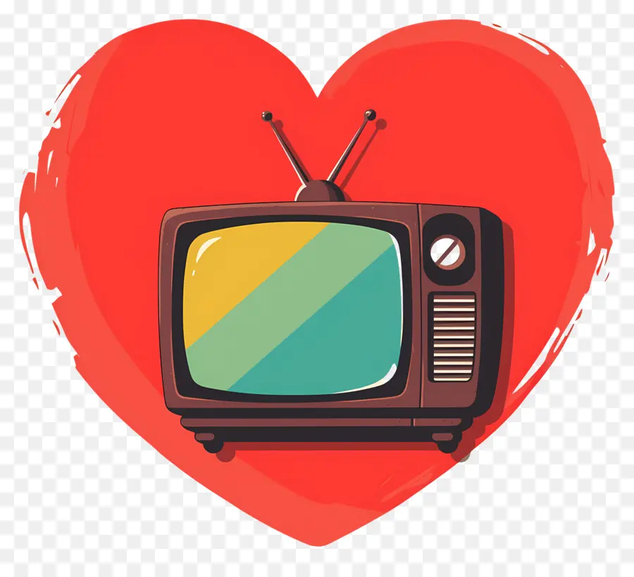 Día Mundial De La Televisión，Tv Retro Y Corazón PNG