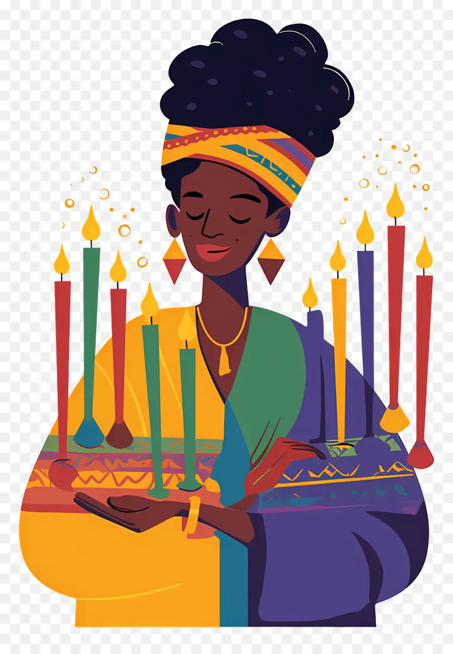 Feliz Kwanzaa，Mujer Con Velas PNG