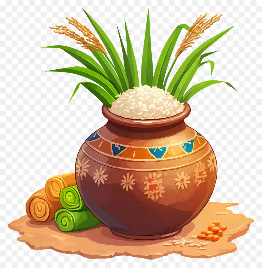 Olla Pongagal，Maceta Decorativa Con Arroz PNG