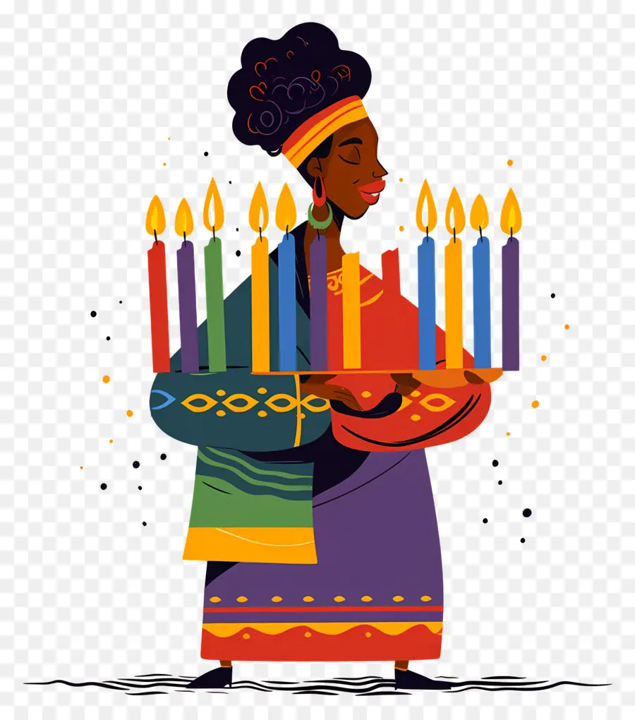 Feliz Kwanzaa，Mujer Con Velas PNG