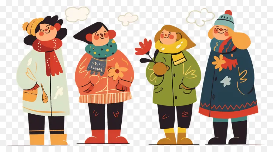 Niños De Otoño，Ropa De Invierno PNG