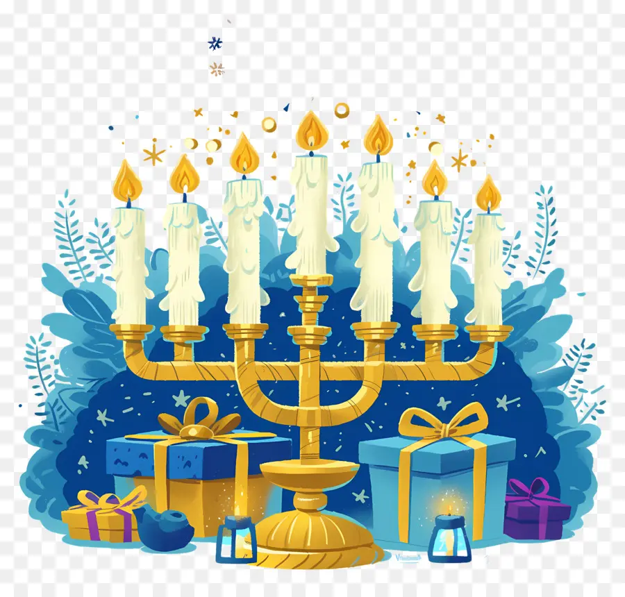 Feliz Jánuca，Menorá De Hanukkah PNG