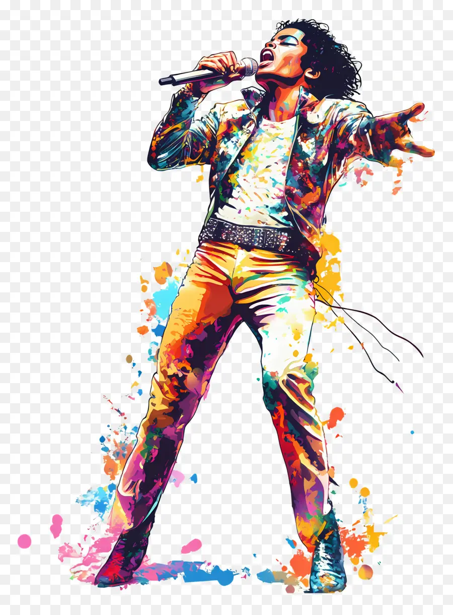 Michael Jackson，Cantante Colorido PNG