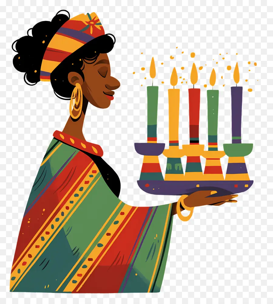 Feliz Kwanzaa，Mujer Con Velas PNG