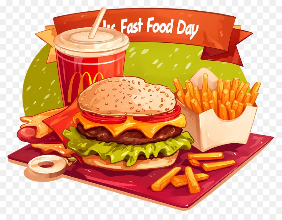 Día Nacional De La Comida Rápida，Hamburguesa Y Papas Fritas PNG