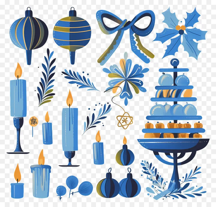 Feliz Jánuca，Velas Y Adornos De Hanukkah PNG