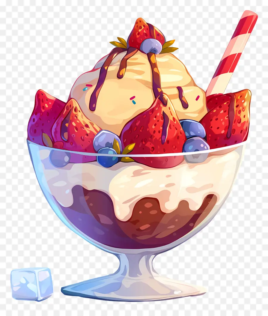 Día Nacional Del Helado，Helado Con Frutas PNG