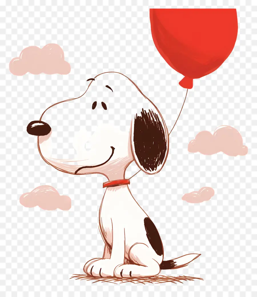 Snoopy Sosteniendo Un Globo，Perro De Dibujos Animados Con Globo PNG