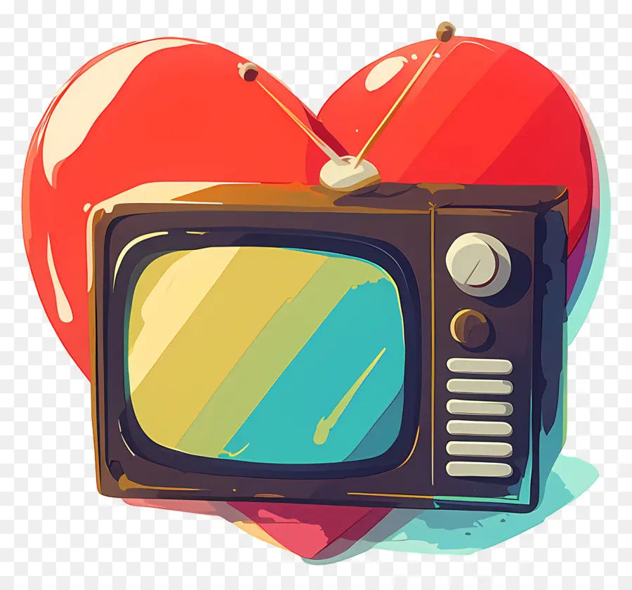 Día Mundial De La Televisión，Tv Retro Y Corazón PNG