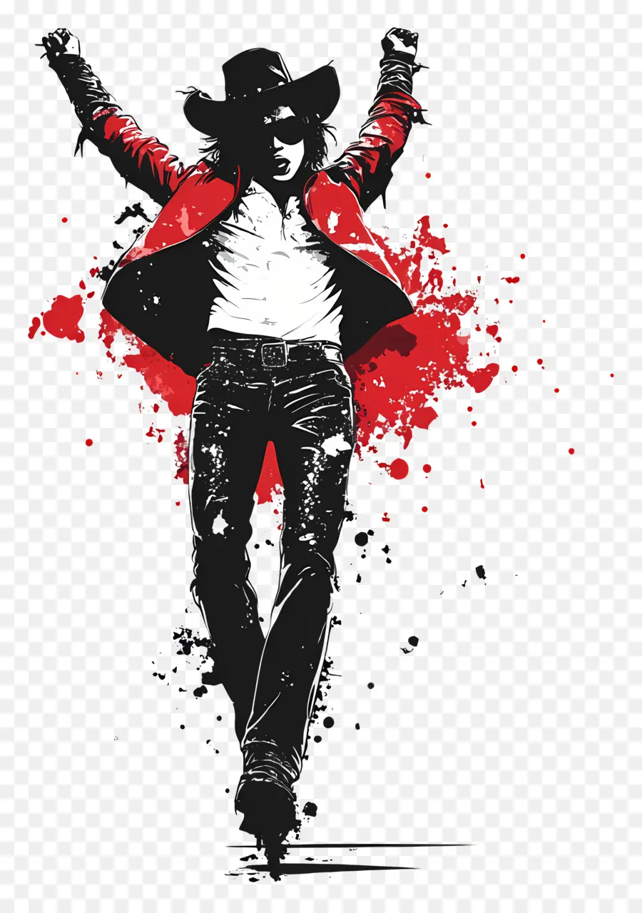 Michael Jackson，Silueta Roja Y Negra PNG