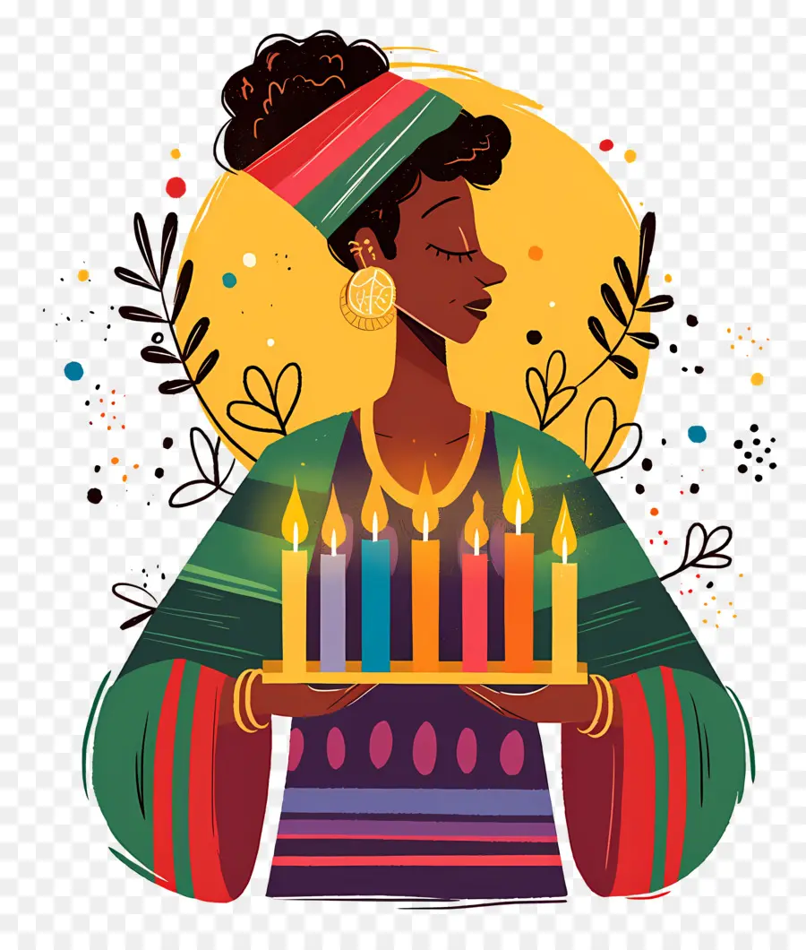 Feliz Kwanzaa，Mujer Con Velas PNG