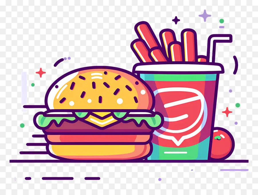 Comida Rápida，Hamburguesa Y Papas Fritas PNG