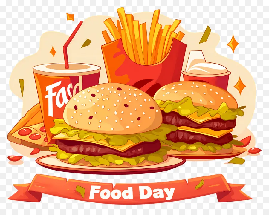 Día Nacional De La Comida Rápida，Hamburguesa Y Papas Fritas PNG