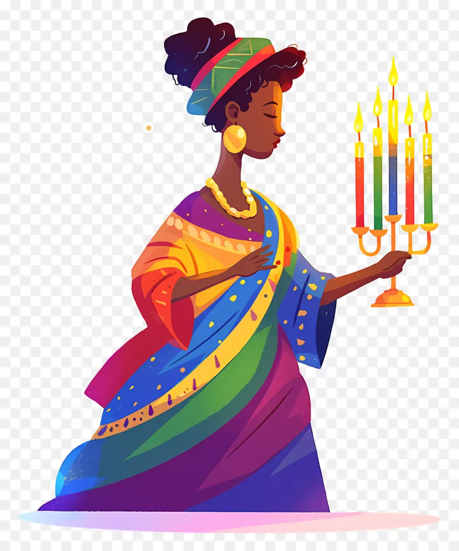 Feliz Kwanzaa，Mujer Con Velas PNG