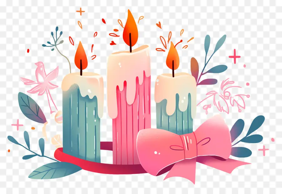 Velas De Navidad，Velas Con Lazos PNG