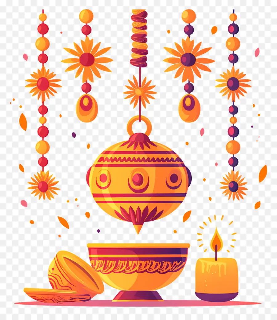 Raksha Bandhan，Decoración Floral Colgante PNG