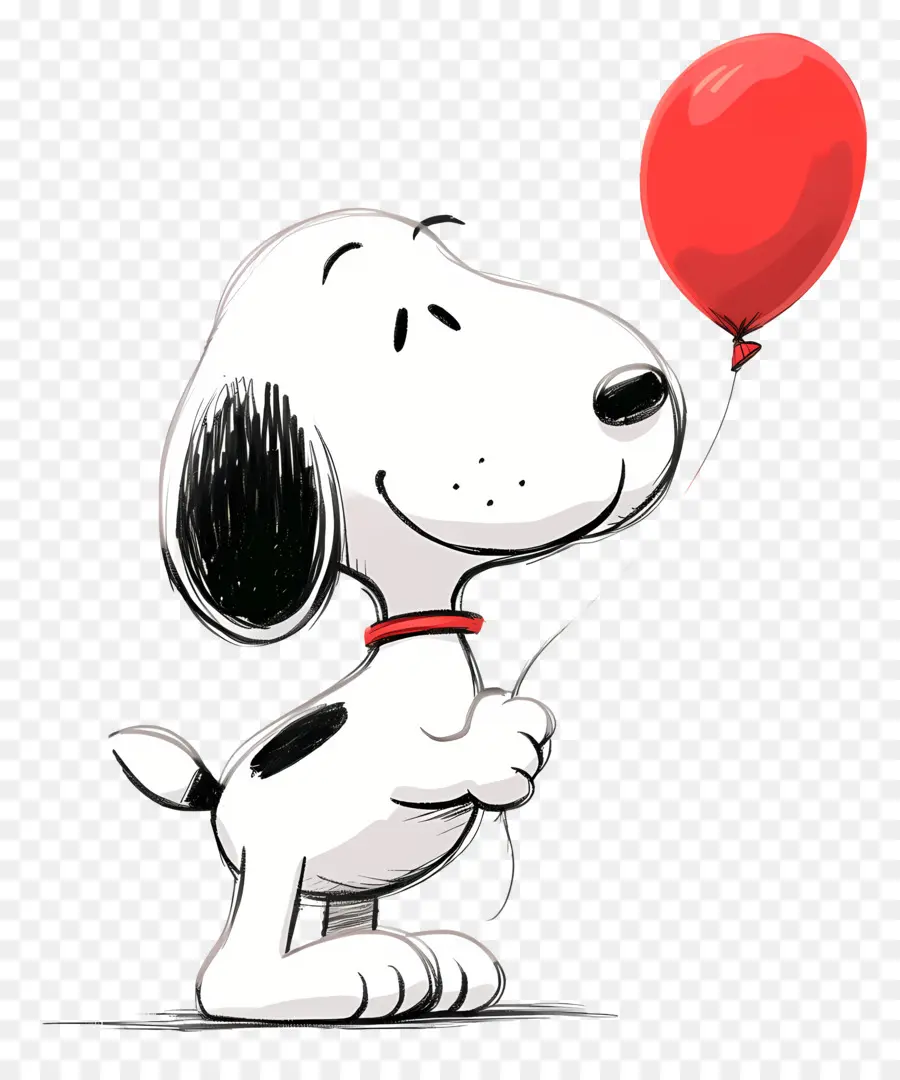 Snoopy Sosteniendo Un Globo，Perro De Dibujos Animados Con Globo PNG