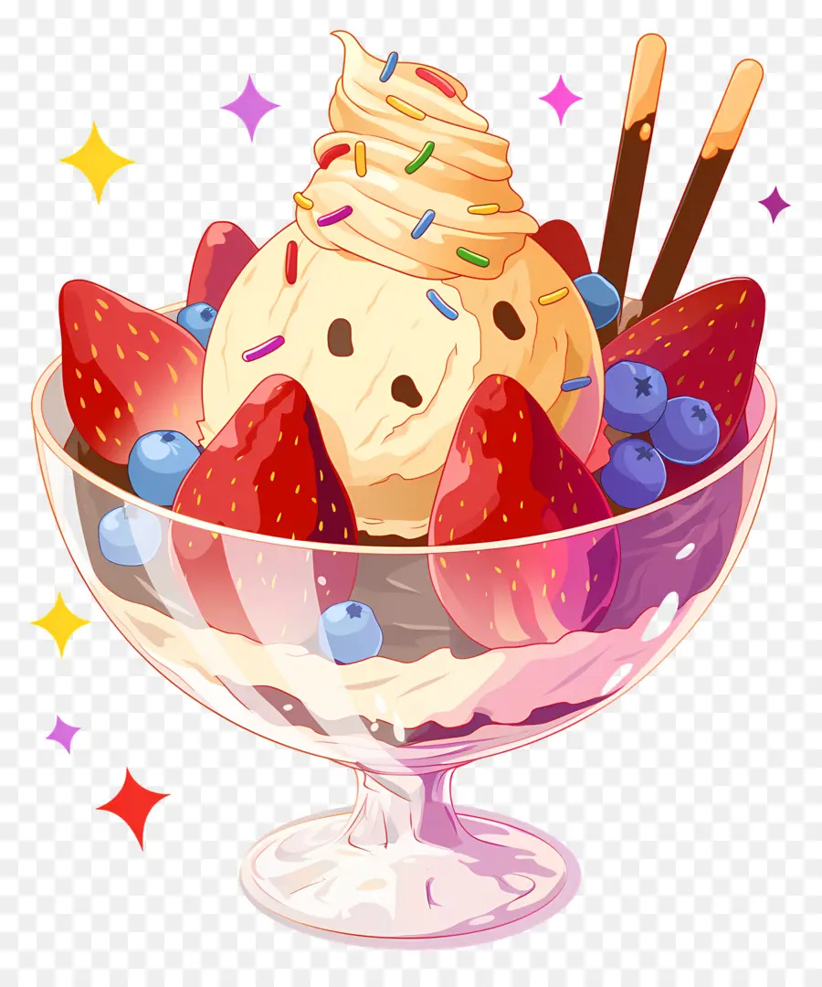 Día Nacional Del Helado，Helado Con Frutas PNG