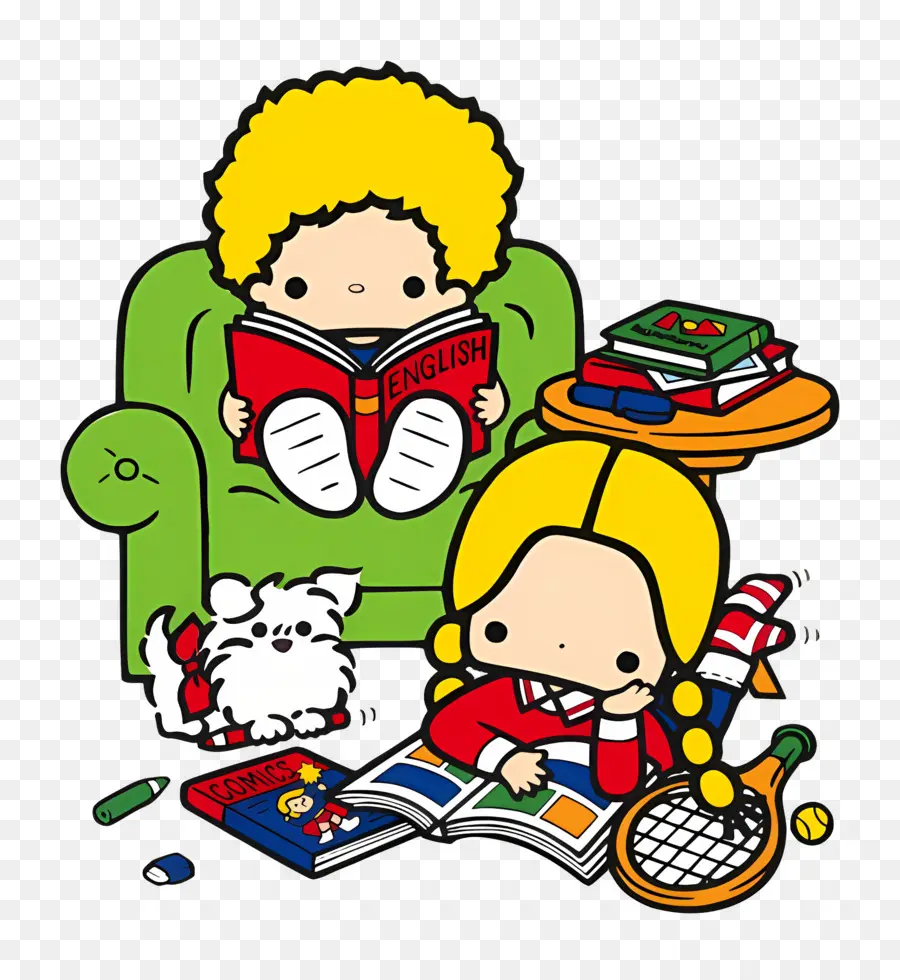 Patty Jimmy，Niños De Dibujos Animados Leyendo PNG