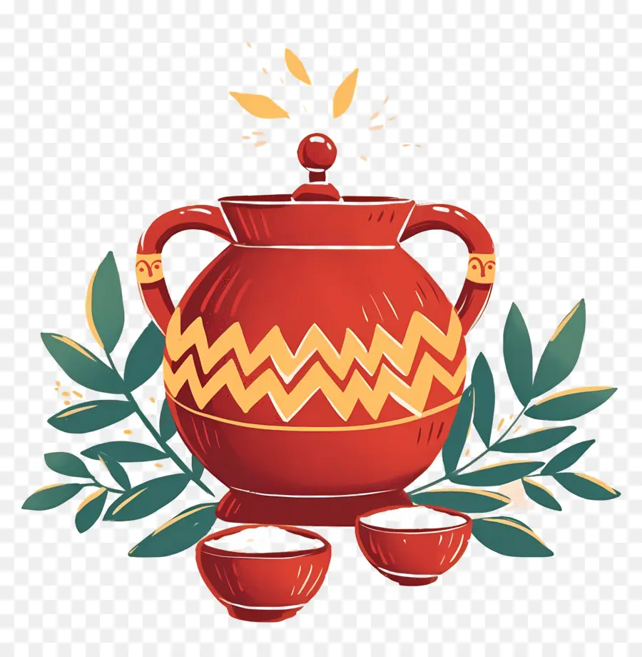 Olla Pongagal，Olla Roja Con Tazas PNG