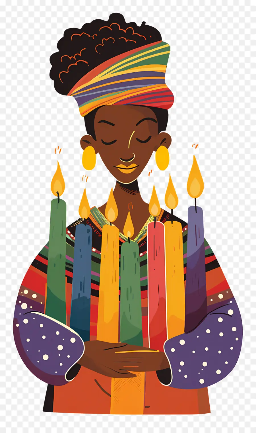 Feliz Kwanzaa，Mujer Con Velas PNG