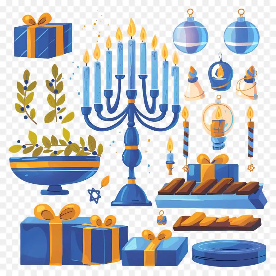 Feliz Jánuca，Decoraciones De Hanukkah PNG