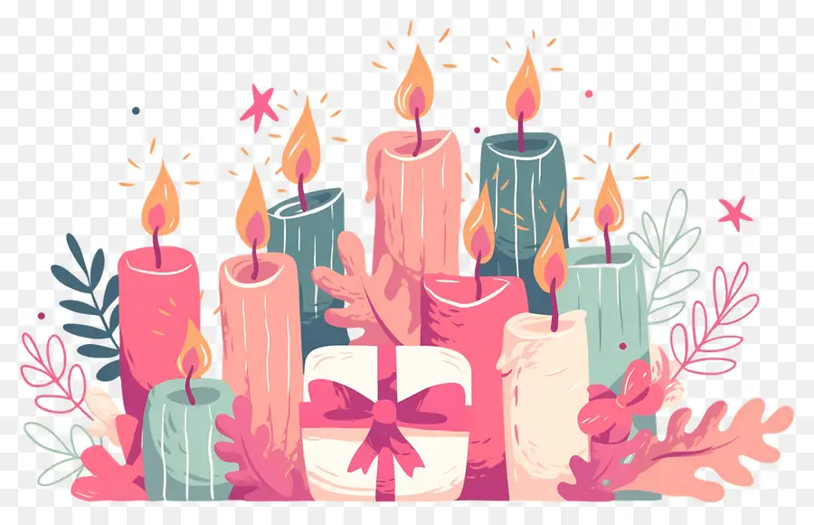 Velas De Navidad，Velas Con Lazos PNG