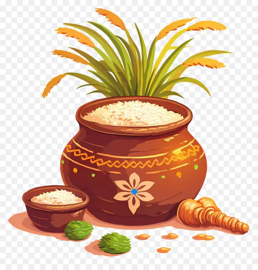 Olla Pongagal，Maceta Decorativa Con Arroz PNG