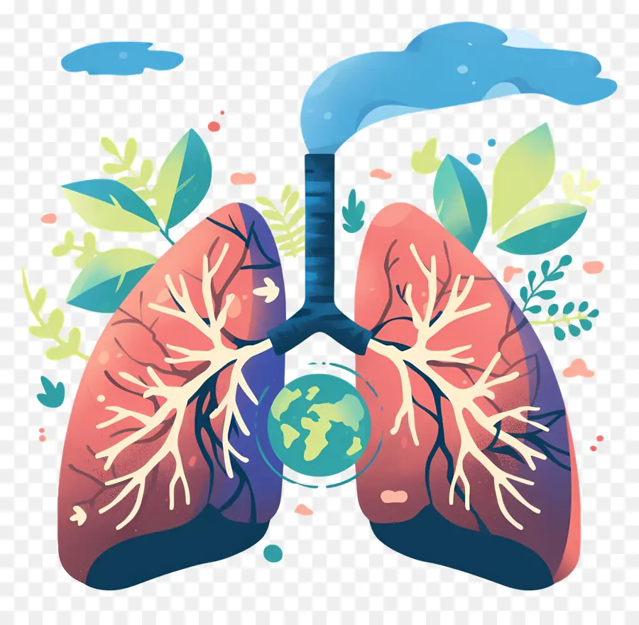 Día Mundial De La Neumonía，Tierra Con Pulmones PNG