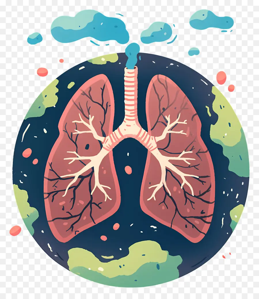 Día Mundial De La Neumonía，Tierra Con Pulmones PNG