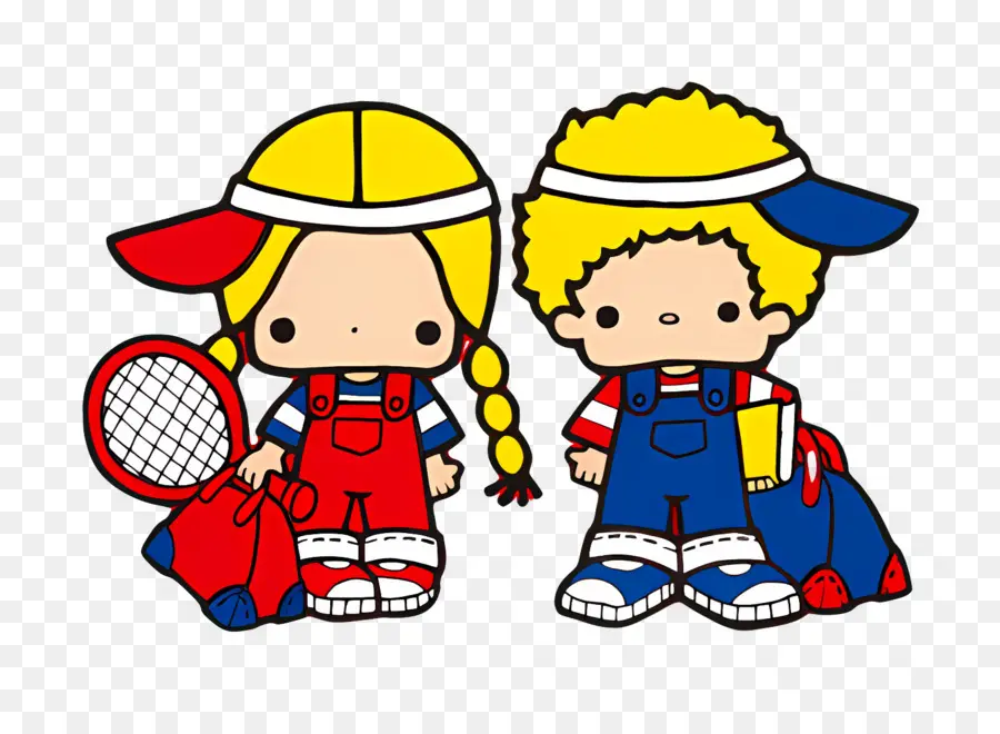 Patty Jimmy，Niños De Dibujos Animados Con Equipo De Tenis PNG