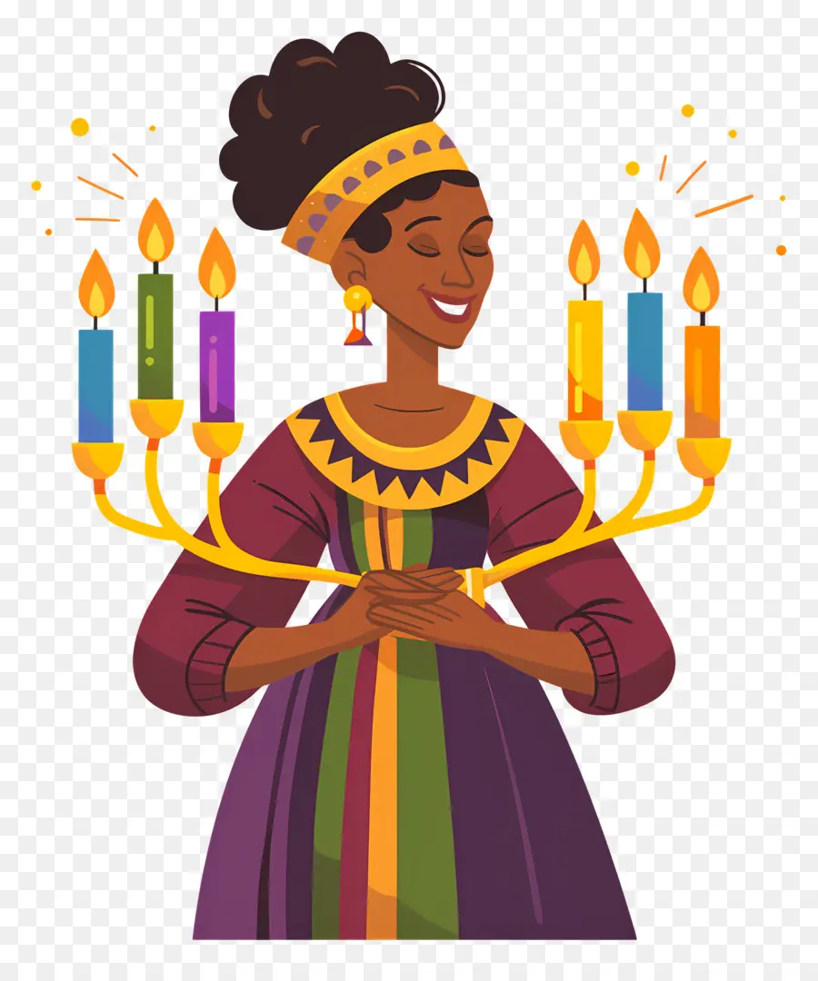 Feliz Kwanzaa，Mujer Con Velas PNG