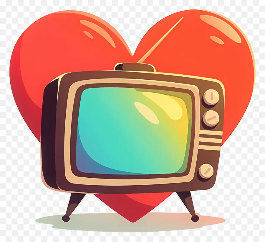 Día Mundial De La Televisión，Tv Retro Y Corazón PNG