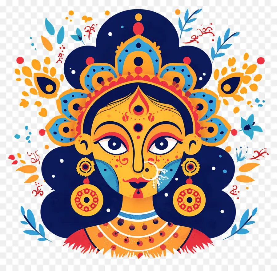 Dussehra，Ilustración Colorida De La Diosa PNG