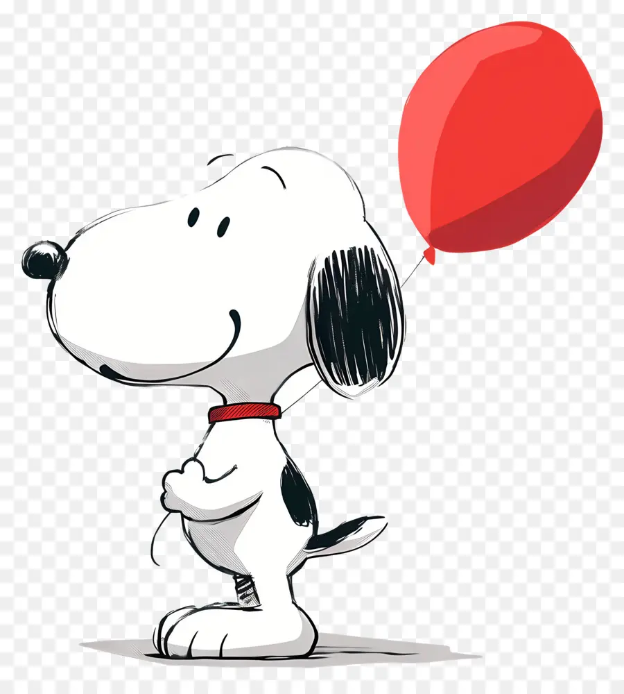 Snoopy Sosteniendo Un Globo，Perro De Dibujos Animados Con Globo PNG