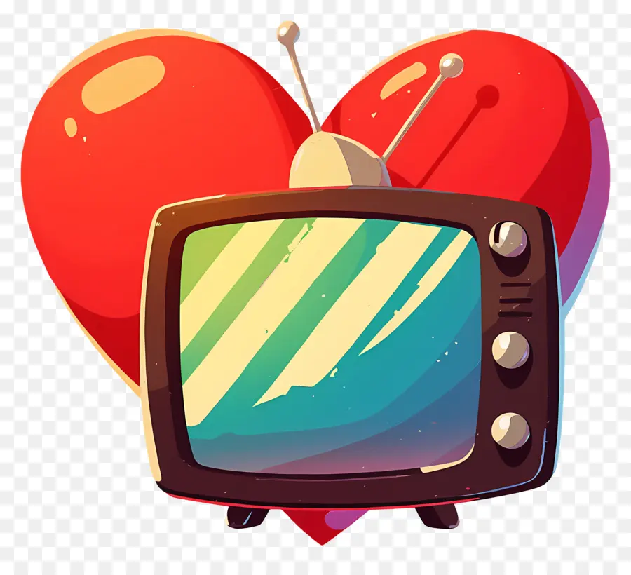 Día Mundial De La Televisión，Tv Retro Y Corazón PNG