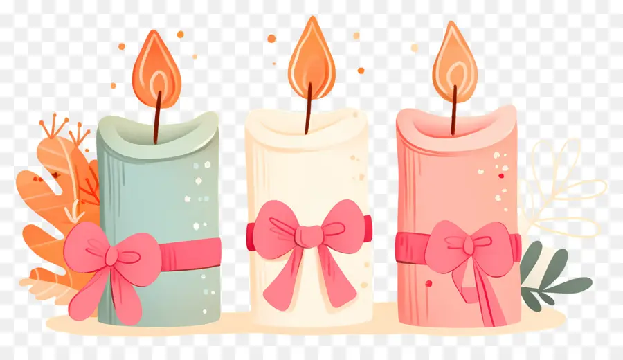 Velas De Navidad，Velas Con Lazos PNG