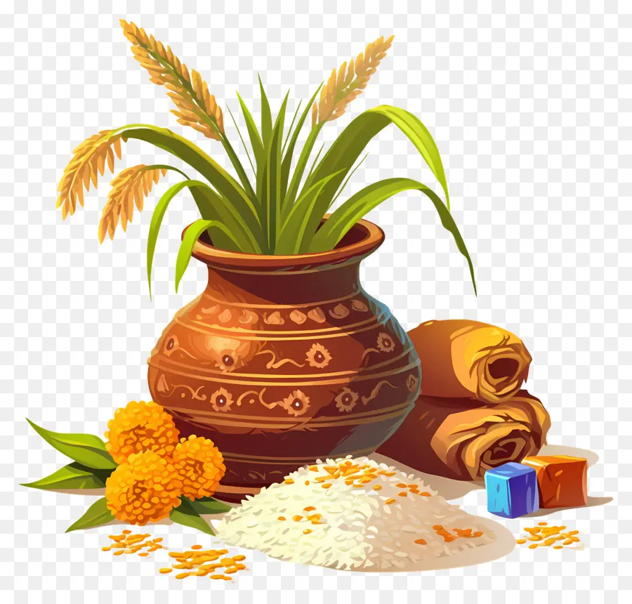 Olla Pongagal，Maceta Decorativa Con Arroz PNG