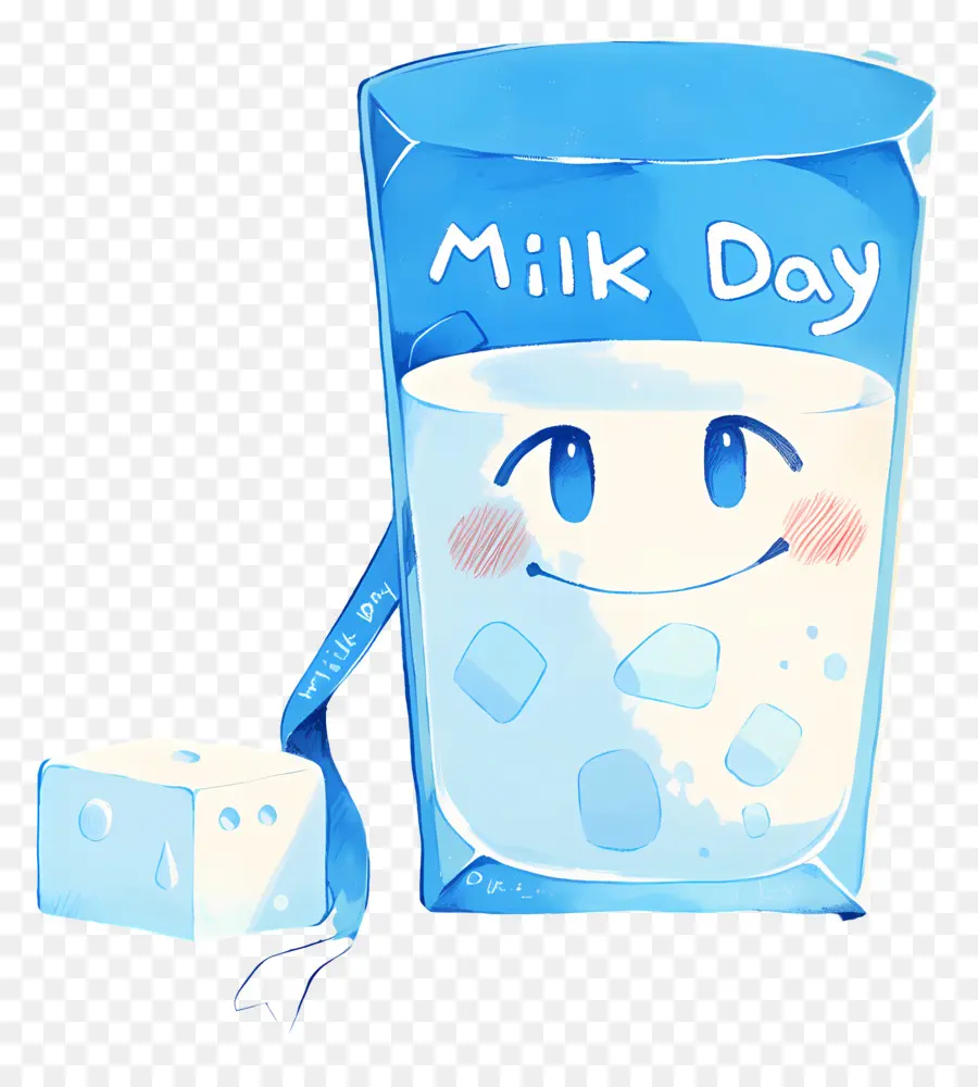 Día Nacional De La Leche，Cartón De Leche Con Cara Sonriente PNG