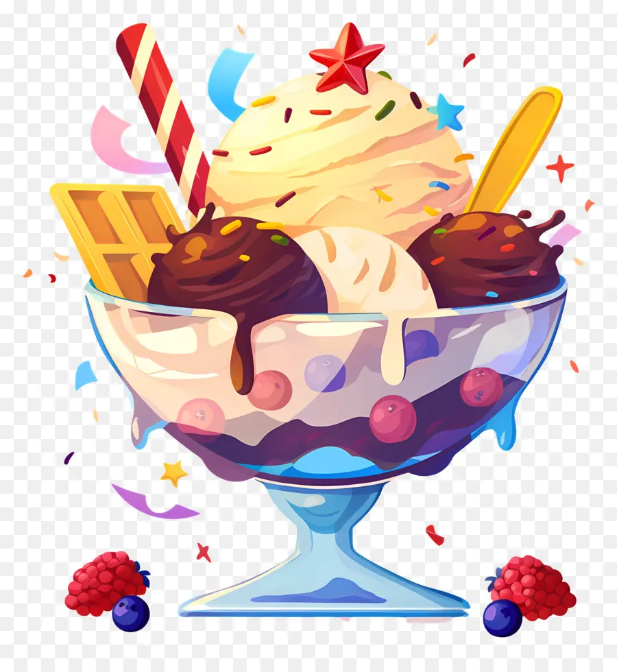 Día Nacional Del Helado，Helado Con Frutas PNG