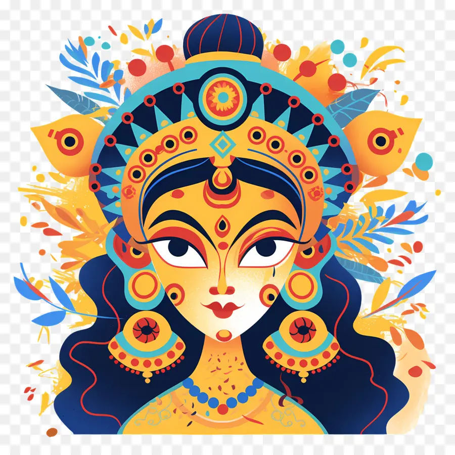 Dussehra，Ilustración Colorida De La Diosa PNG