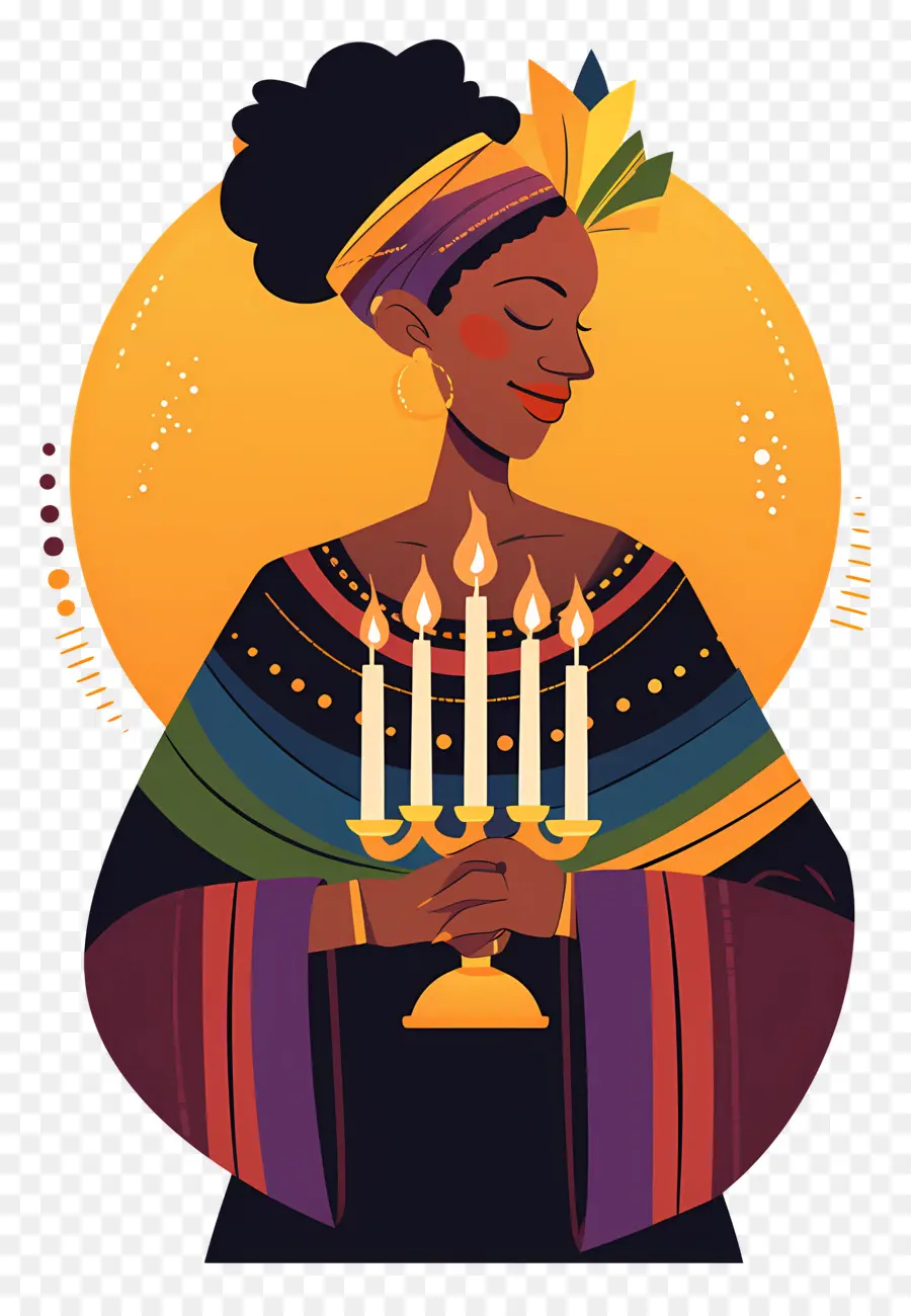 Feliz Kwanzaa，Mujer Con Velas PNG