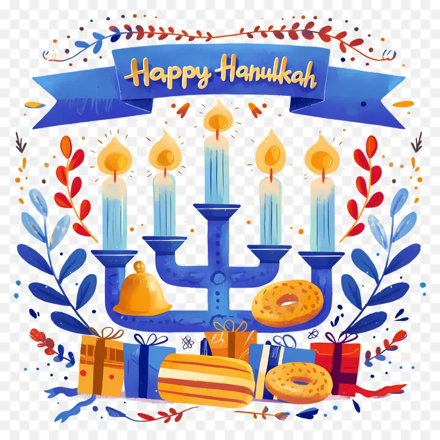 Feliz Jánuca，Menorá De Hanukkah PNG