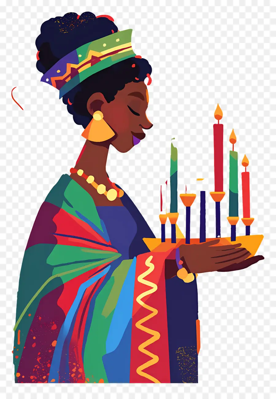 Feliz Kwanzaa，Mujer Con Velas PNG