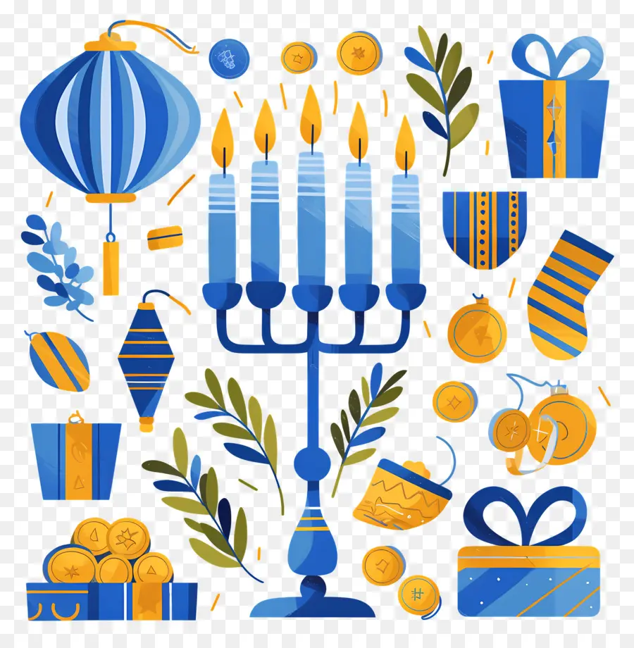 Feliz Jánuca，Menorá De Hanukkah PNG