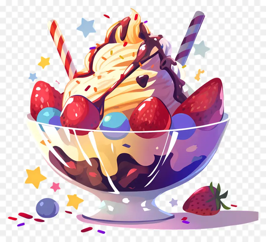 Día Nacional Del Helado，Helado Con Frutas PNG