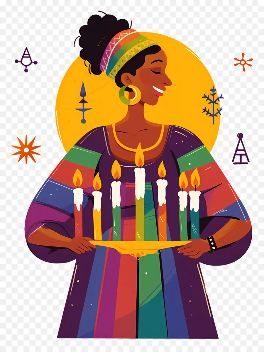 Feliz Kwanzaa，Mujer Con Velas PNG