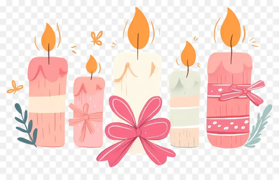 Velas De Navidad，Velas Con Lazos PNG